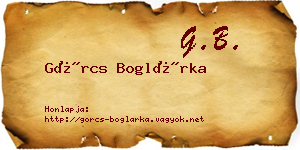 Görcs Boglárka névjegykártya